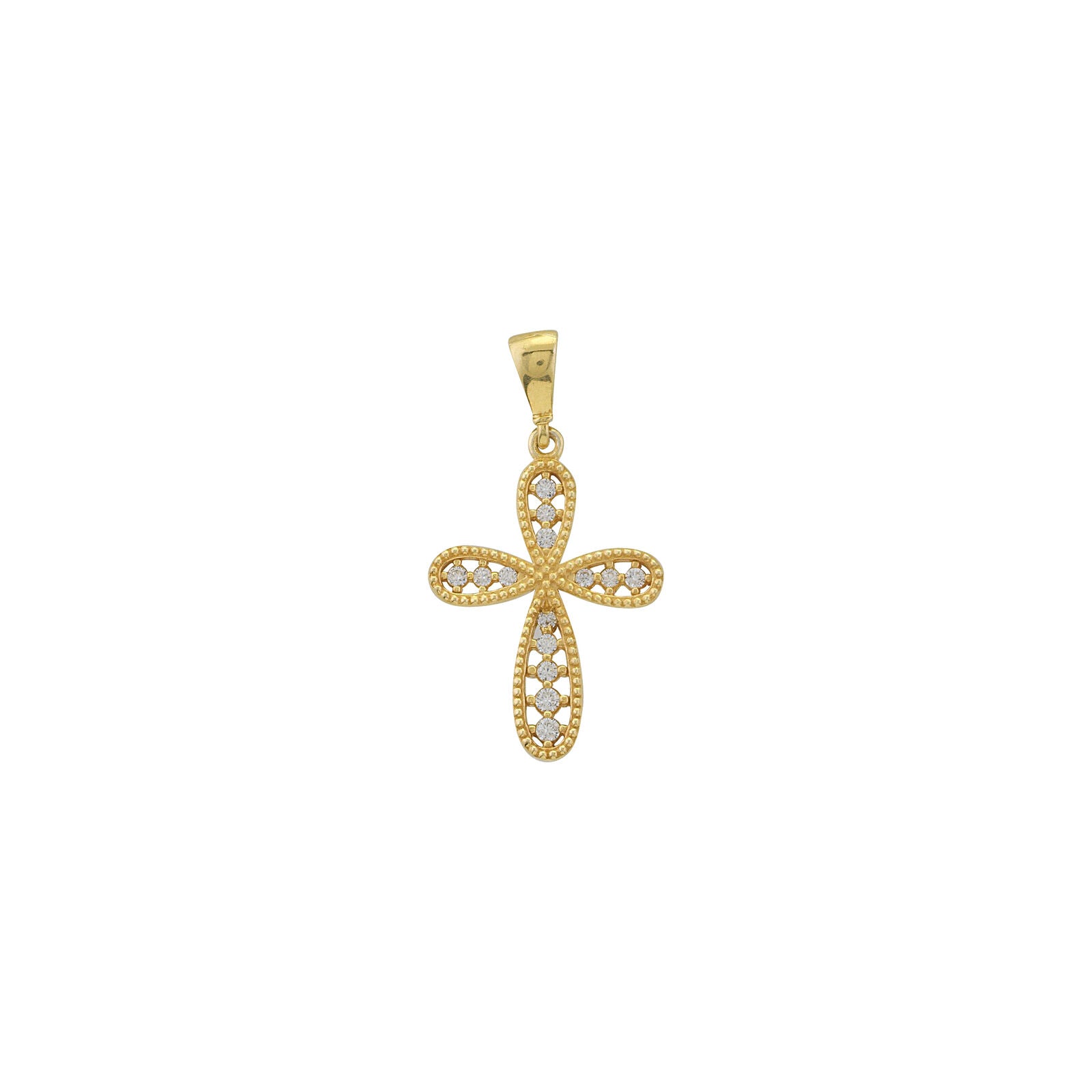 14k Solid Real Yellow Gold Small Mini Open Filigree Cross Pendant Necklace