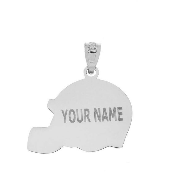 Personalized Engrave Name Number Silver Football Helmet Pendant Necklace