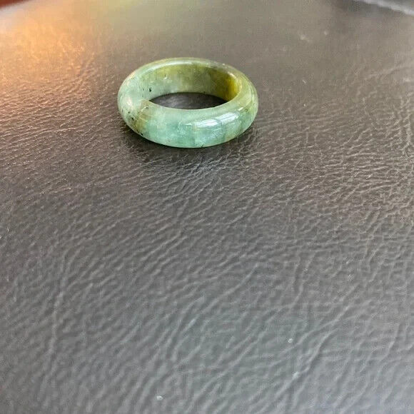 Green Natual Jade Band Ring Big Size 6.5 - Unisex Width 6mm