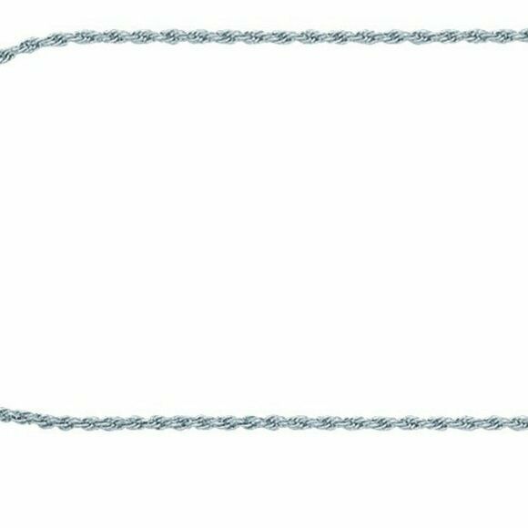 14k Solid Real White Gold 1.05 mm Rope Chain Necklace -Adjustable up 22"