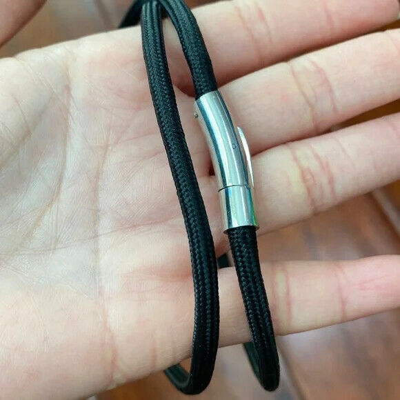 Black Leather Cord Chain Wire Stainless Steel Clasp Necklace 16,18,20,22" in 5mm