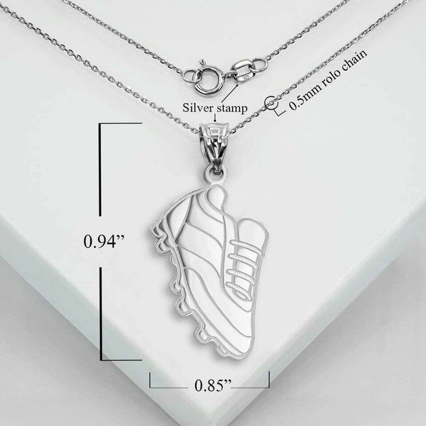 Personalized Engrave Name Silver Football Soccer Cleats Pendant Necklace
