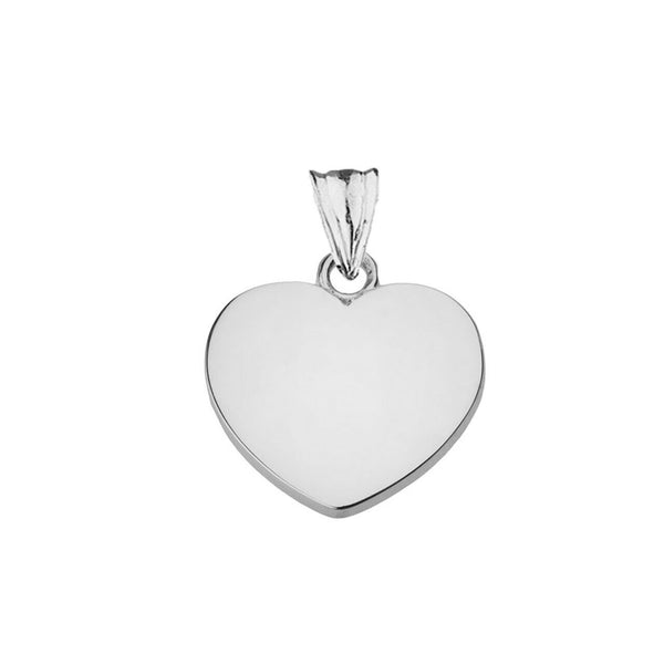 10k Solid White Gold Simple Mini Small Heart Pendant Necklace 16" 18" 20" 22"