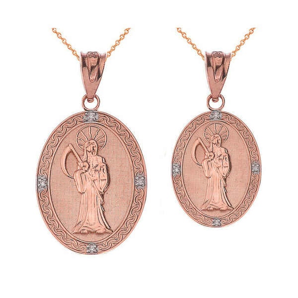10K Solid Gold Scale Of Justice With Diamonds Pendant Necklace