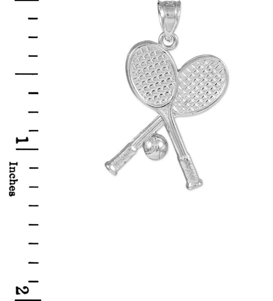 925 Sterling Silver Tennis Racquets Racket and Ball Sports Pendant Necklace