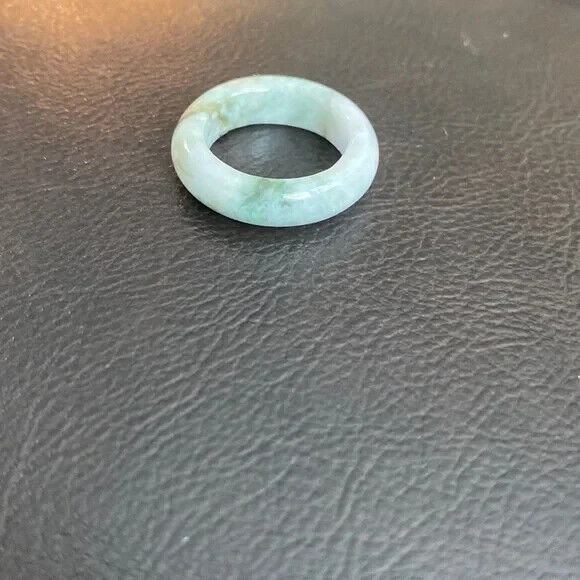 Green Natual Jade Band Ring Big Size 6.5 - Unisex Width 6mm