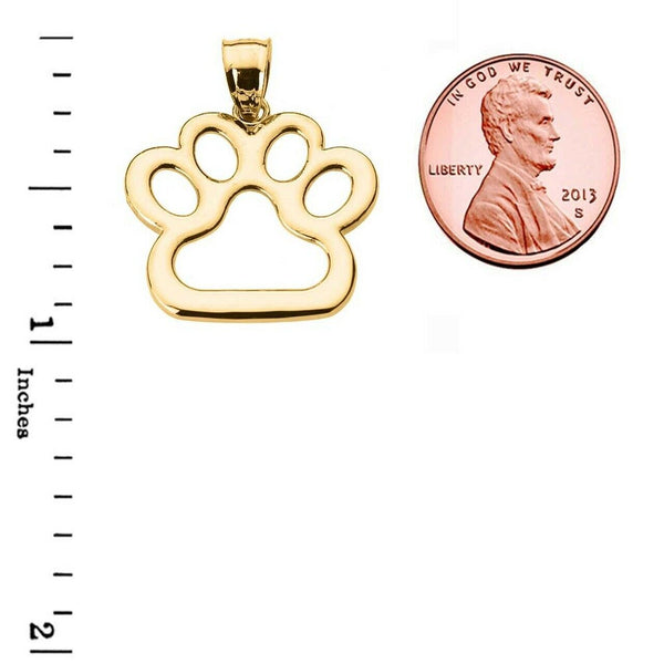 New Fine 10k Yellow Gold Dog ahtpps:Paw Print Pendant Necklace Pet Animal foot