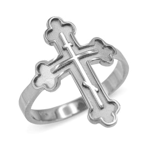 Pure .925 Sterling Silver Russian Orthodox Cross Ring- Made in USA All/Any Size