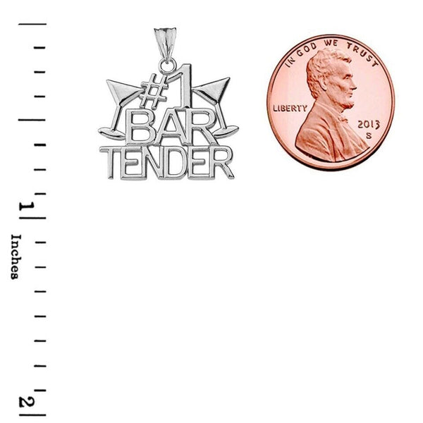 925 Sterling Silver #1 Bartender Pendant Necklace