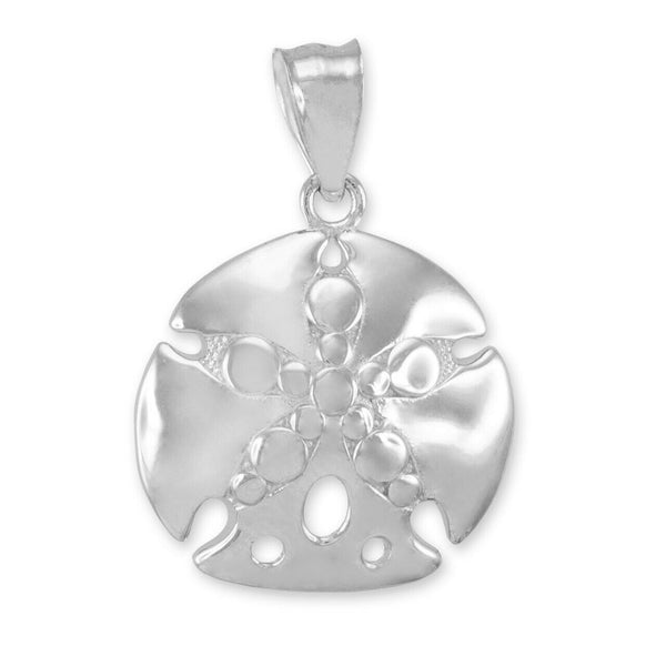 925 Sterling Silver Textured Sand Dollar Pendant Necklace