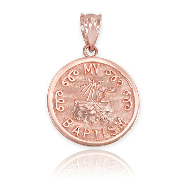 14K Solid Gold My Baptism Pendant Necklace - Yellow, Rose, White
