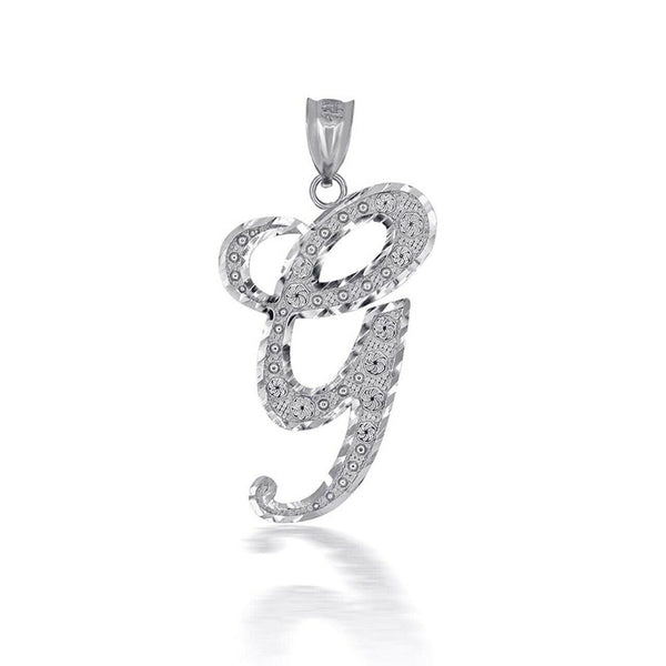 925 Sterling Silver Cursive Initial Letter G Pendant Necklace