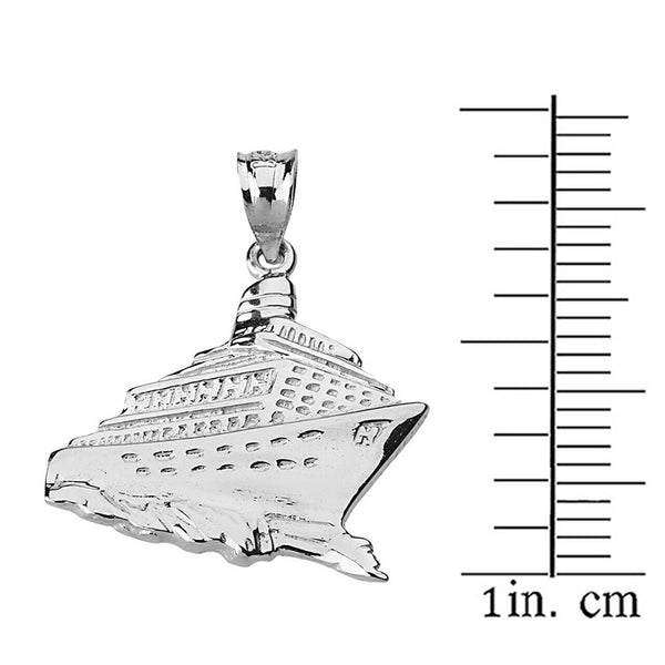 925 Sterling Silver Vacation Cruise Ship Ocean Liner Pendant Necklace