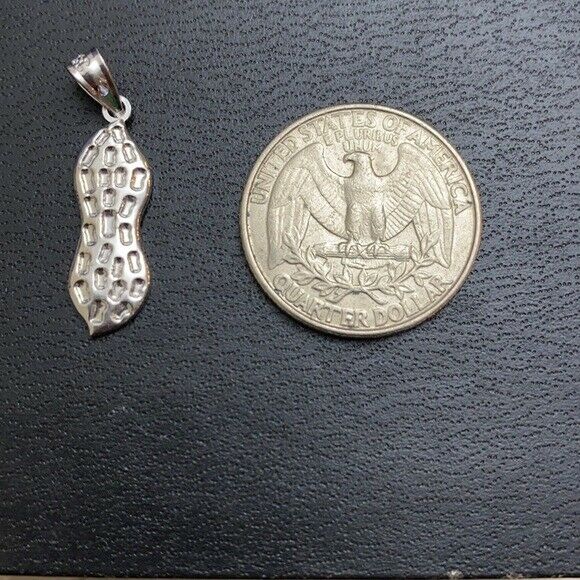 925 Sterling Silver Peanut Ground Nut Pendant Necklace