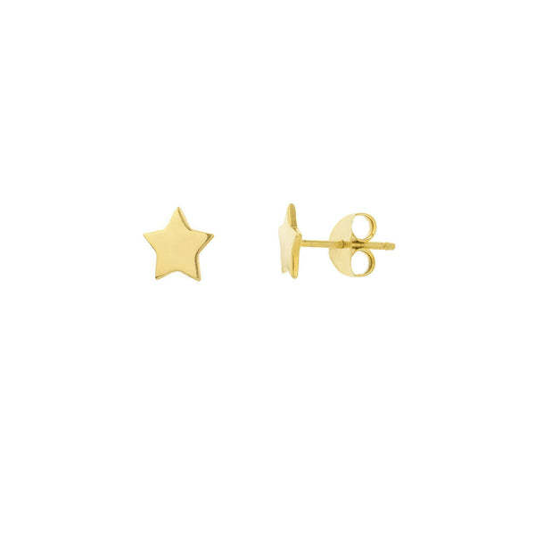 14K Solid Real Yellow Gold Mini Star Stud Earrings -Minimalist