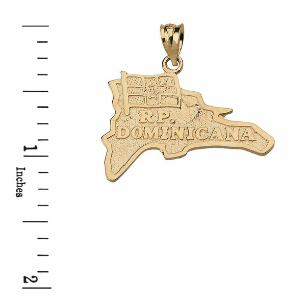 Solid 14k Yellow Gold Dominican Republic R.P Dominicana Pendant Necklace
