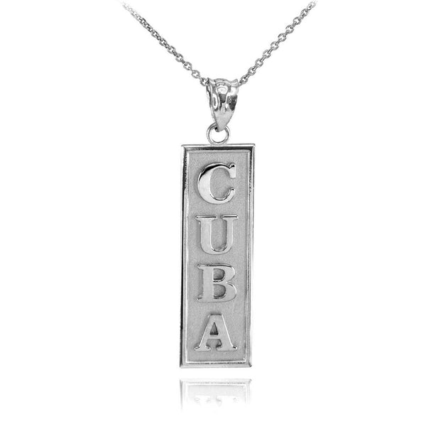 925 Sterling Silver CUBA Pendant Necklace 16" 18" 20" 22"