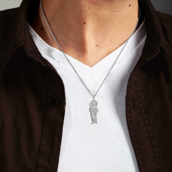 Sterling Silver St. Saint Jude Pendant Necklace (Mini, Small, Medium, Large)