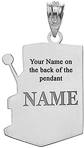 Personalized Engrave Name Silver Casino Slot Machine Pendant Necklace