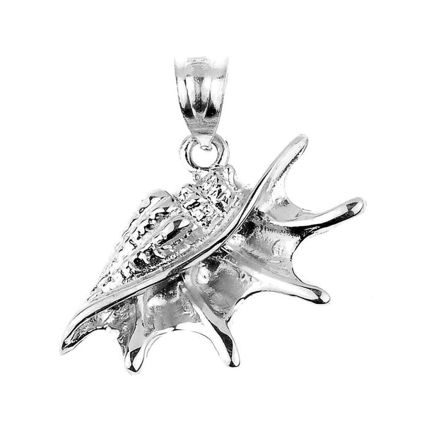 925 Sterling Silver Seashell Sea Shell Charm Pendant Necklace