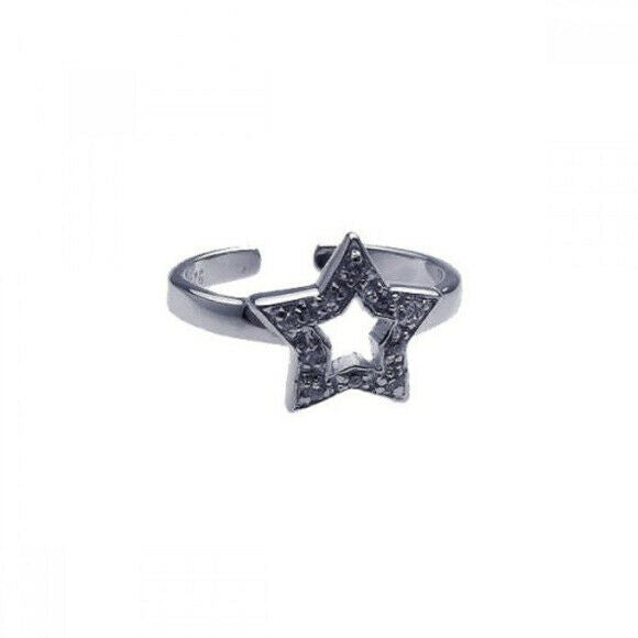 Fine 925 Sterling Silver Star Rhodium Plated Toe Ring  or Finger/Thumb Ring