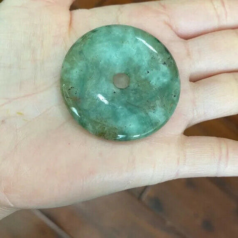 Large Round Donut Jade Natural Eternity Circle of Life Pendant Peaceful Spirit