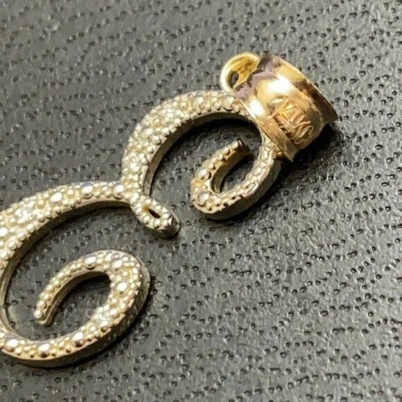 14k Solid Yellow Gold Diamonds Initial Script Letter E Pendant Necklace