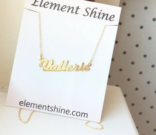 NWT Personalized Gold over Sterling Silver Name Plate Necklace - Vallerie
