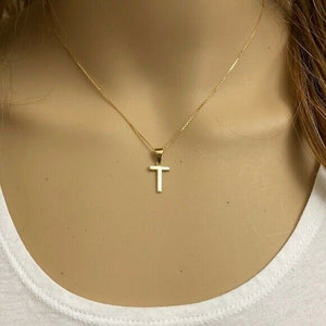 10k Solid Gold Small Milgrain Initial Letter T Pendant Necklace Personalized