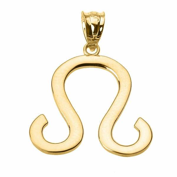 14k Solid Yellow Gold Leo August Zodiac Sign Horoscope Pendant Necklace