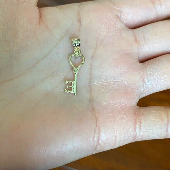 14k Rose Gold Open Love Heart Key Letter E Pendant Necklace Valentine's