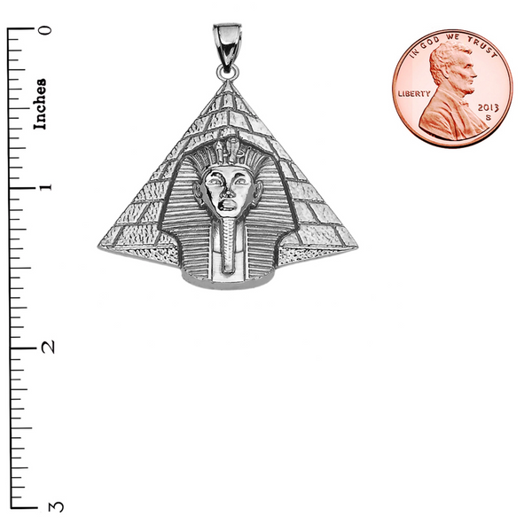 Sterling Silver Egyptian Pyramid King Tut Tut (Tutankhamun) Pendant Necklace