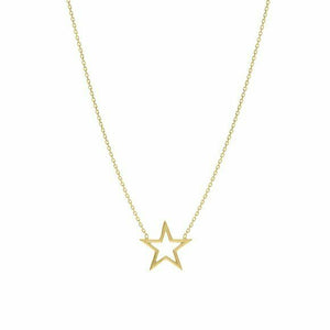 14K Solid Yellow Gold Mini Star Cut Out Necklace 16"-18" adjustable -Minimalist