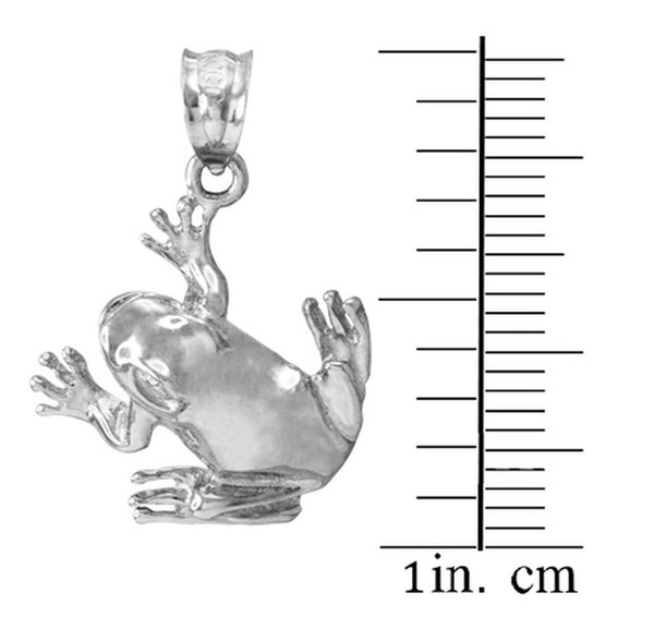 925 Sterling Silver Frog Charm Pendant Necklace