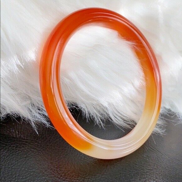Orange Yellow Red Natural Agate Bangle Inner Diameter 61 mm - Round Shape MN14