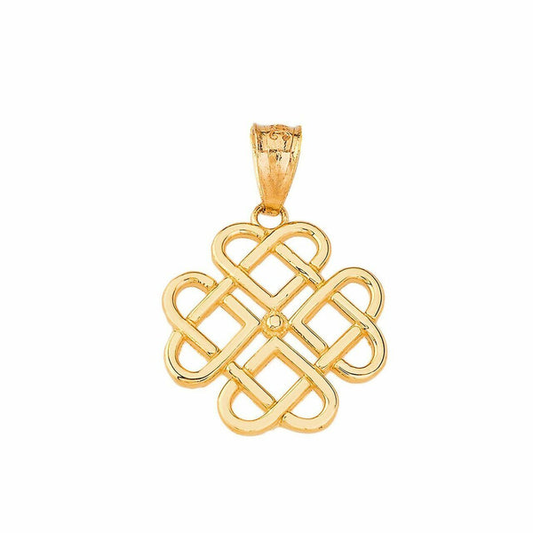 10k or 14k Solid Gold Woven Celtic Hearts Openwork  Pendant Necklace