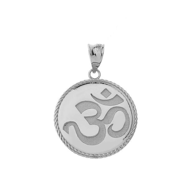 14k Solid Gold Ohm OM AUM Symbol Yoga Buddhism Hinduism Pendant Necklace