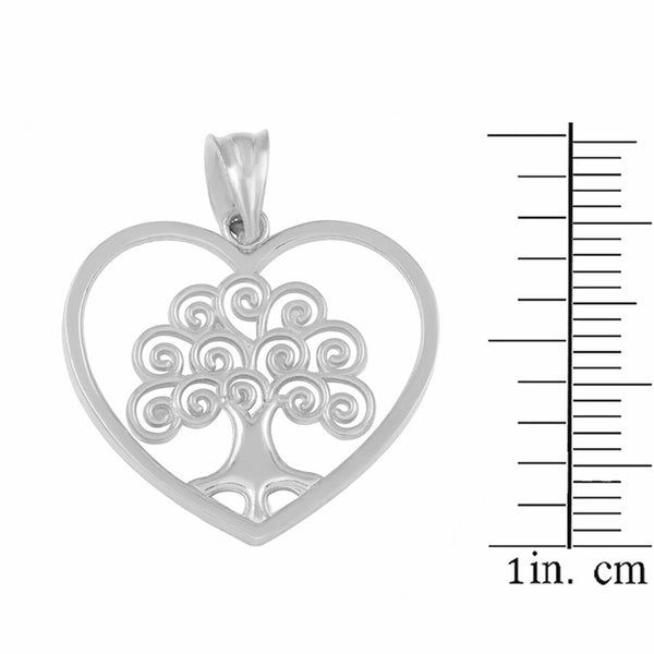 925 Sterling Silver Tree of Life Open Heart Filigree Pendant Necklace