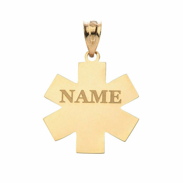 Personalize Name 10k 14k Solid Gold Caduceus MD Medical Doctor Pendant Necklace