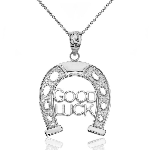 10K Solid Gold Lucky Good Luck Horseshoe Pendant Necklace