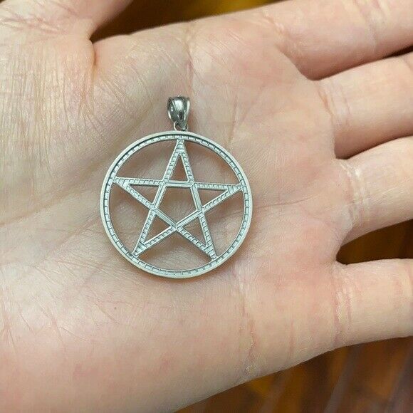 Large 925 Sterling Silver Pentagram Pendant Necklace 16",18", 20", 22"