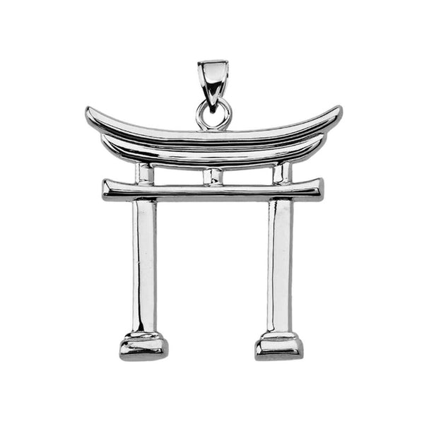 925 Sterling Silver Japanese Torii Pendant Necklace