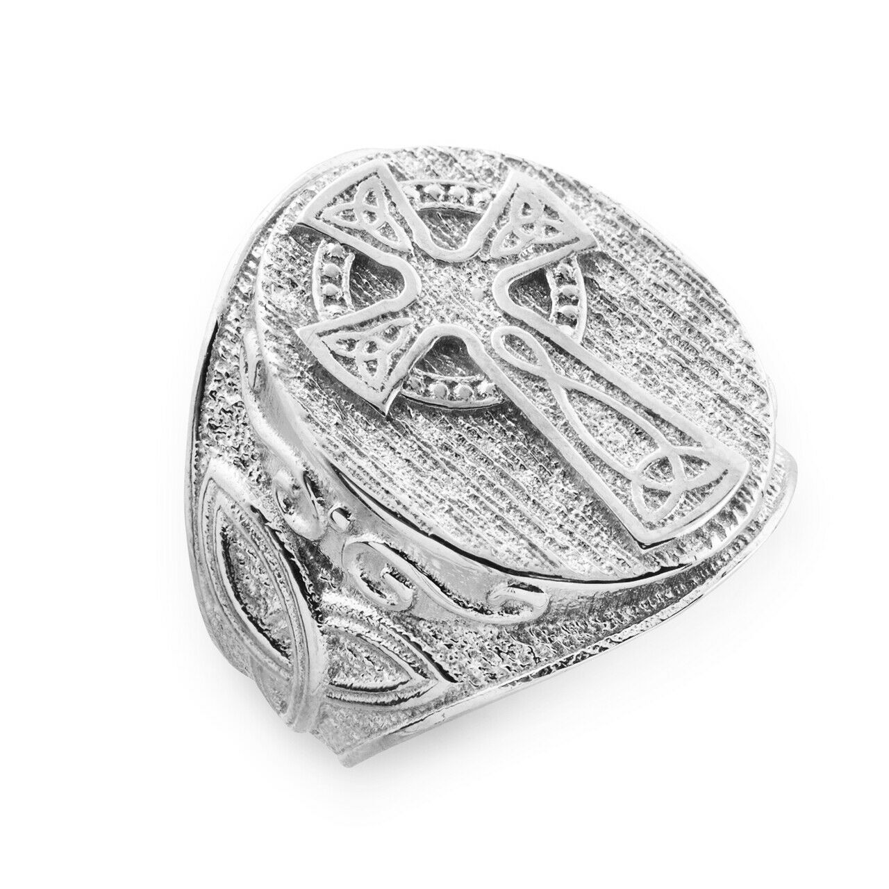 925 Sterling Silver Celtic Cross Trinity Knot Men's Ring Irish - All /Any Size