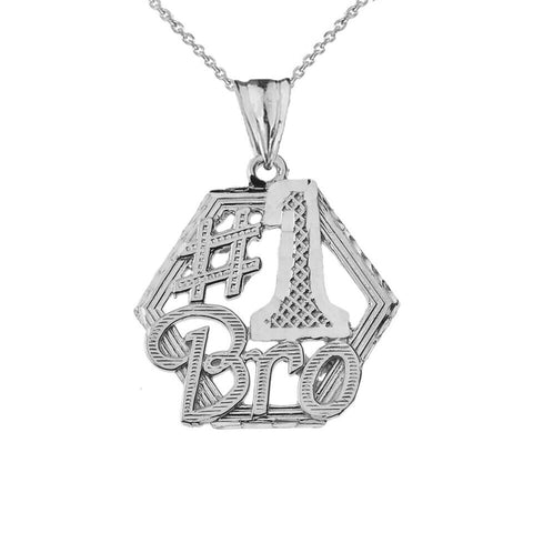 .925 Sterling Silver #1 Best Brother Pendant Necklace