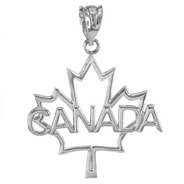 925 Sterling Silver Open Maple Leaf "CANADA" Word Pendant Necklace 16"-22"