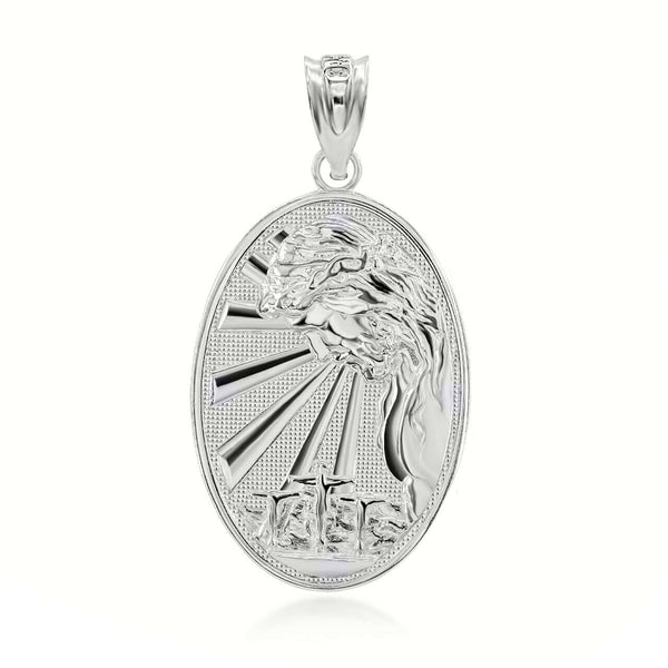 925 Sterling Silver Jesus Overlooking Calvary Hill 3D Pendant Necklace