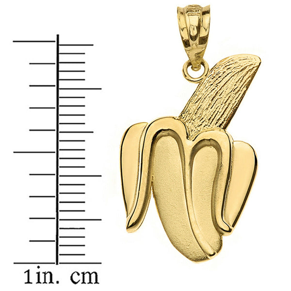 10k Solid Gold Peeled Banana Pendant Necklace Yellow White Rose
