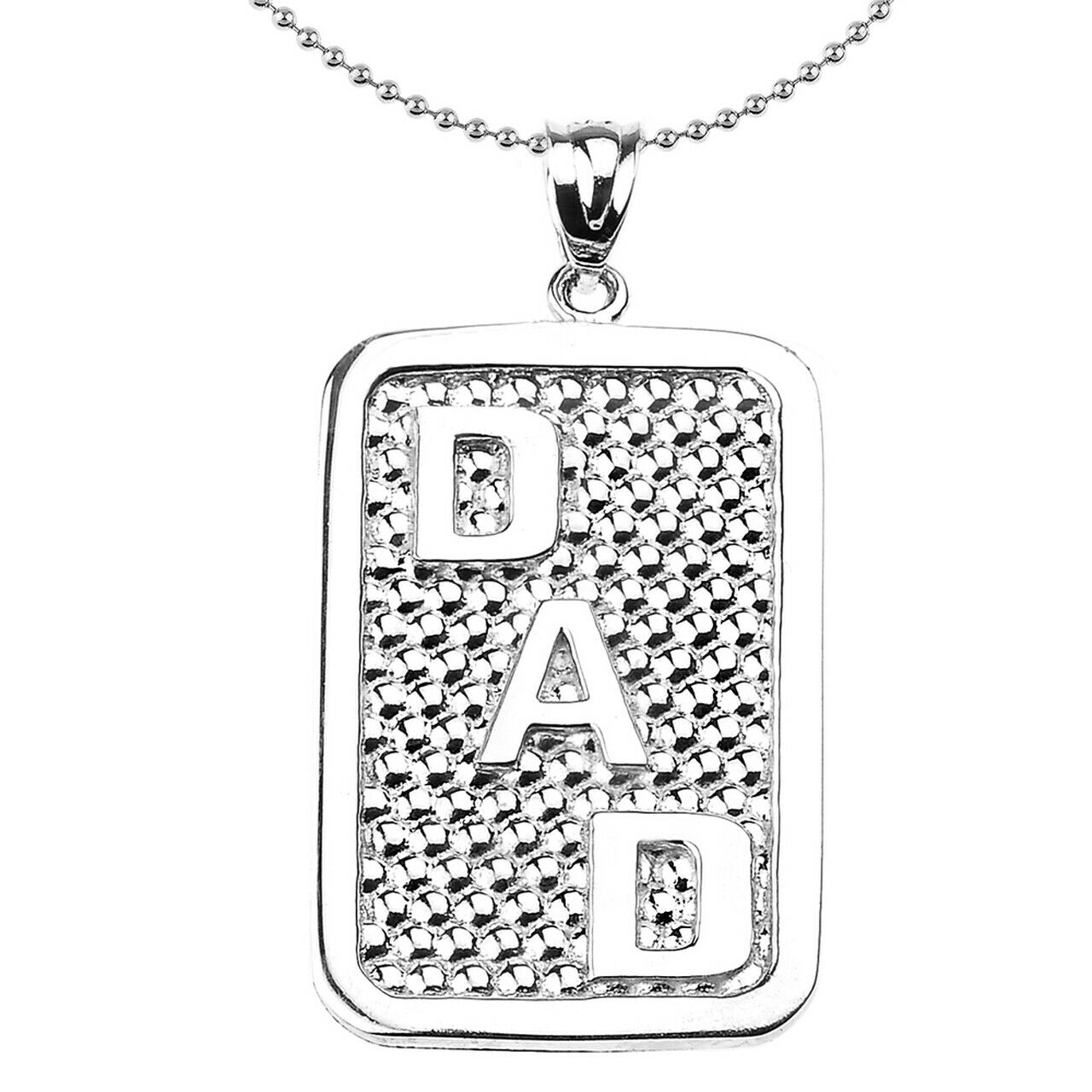 925 Sterling Silver "DAD" Engravable Rectangle Pendant Necklace - Father's Day