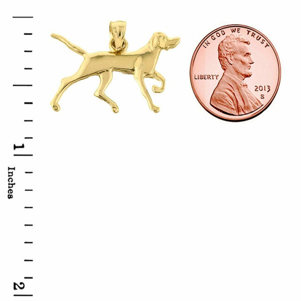 10k Solid Yellow Gold German Shorthaired Pointer Dog Pendant Necklace