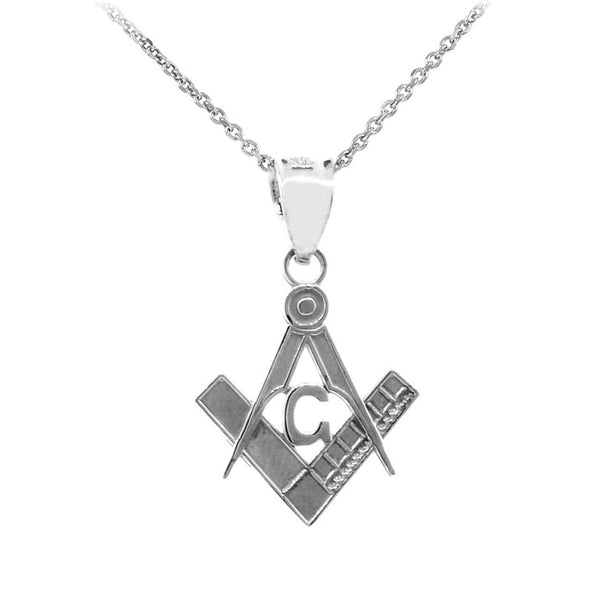 925 Sterling Silver Freemason Small Masonic Pendant Necklace 16" 18" 20" 22"